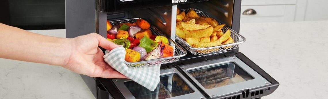 Frytkownica beztłuszczowa (air fryer) Breville VDF130X pozwoli Ci przygotować szeroką gamę potraw takich jak frytki, kurczak, warzywa, ryby i inne przekąski, które będą zdrowsze od tradycyjnych odpowiedników